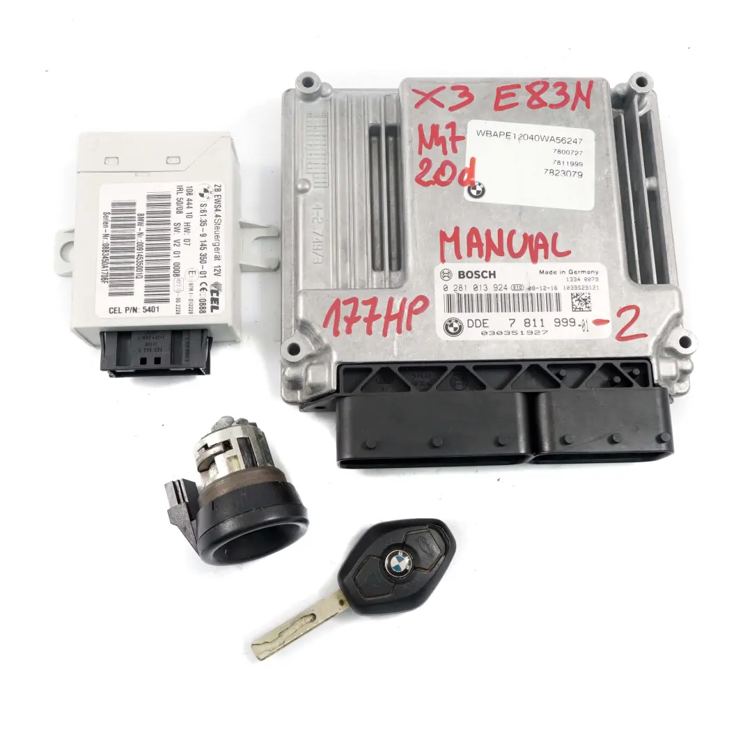 BMW X3 E83 LCI 2.0d N47 177HP Diesel ECU Kit DDE + EWS4 + Llave Manual - SKU 7811999-2 - Número de pieza 7811999
