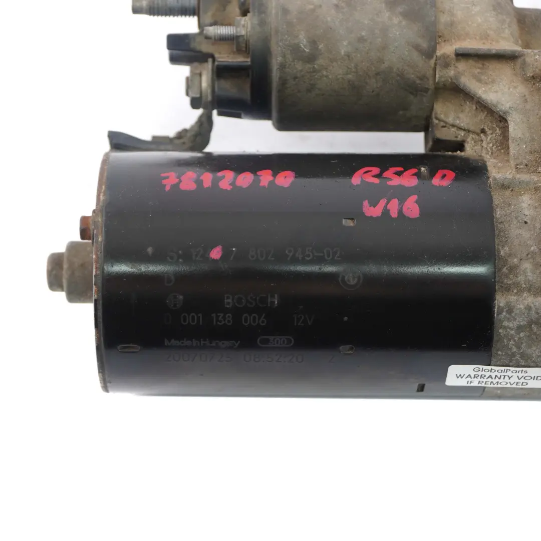 Starter Motore 7802945 per Mini Cooper Clubman R55 R56 W16 1.6 Diesel con numero di parte 7812070 Mini Cooper Clubman R55 R56 W16 1.6 Diesel Starter Motore 7802945 - SKU 7812070 - Numero di parte 7812070