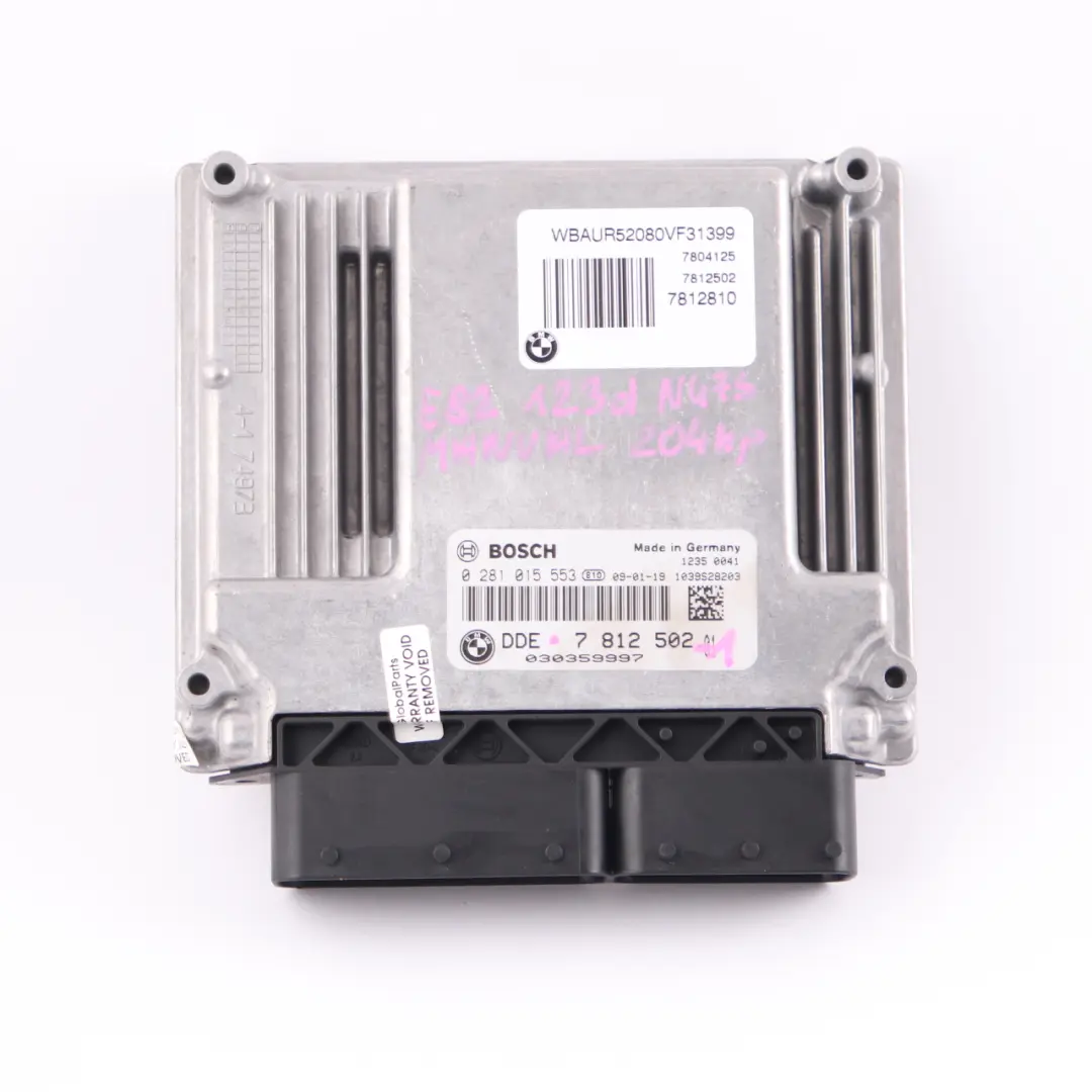N47S 123d ECU Kit DDE 7812502 + CAS3 + Key Manual BMW E81 E82 E87 LCI E88 - SKU 7812502-1 - Part number 7811702