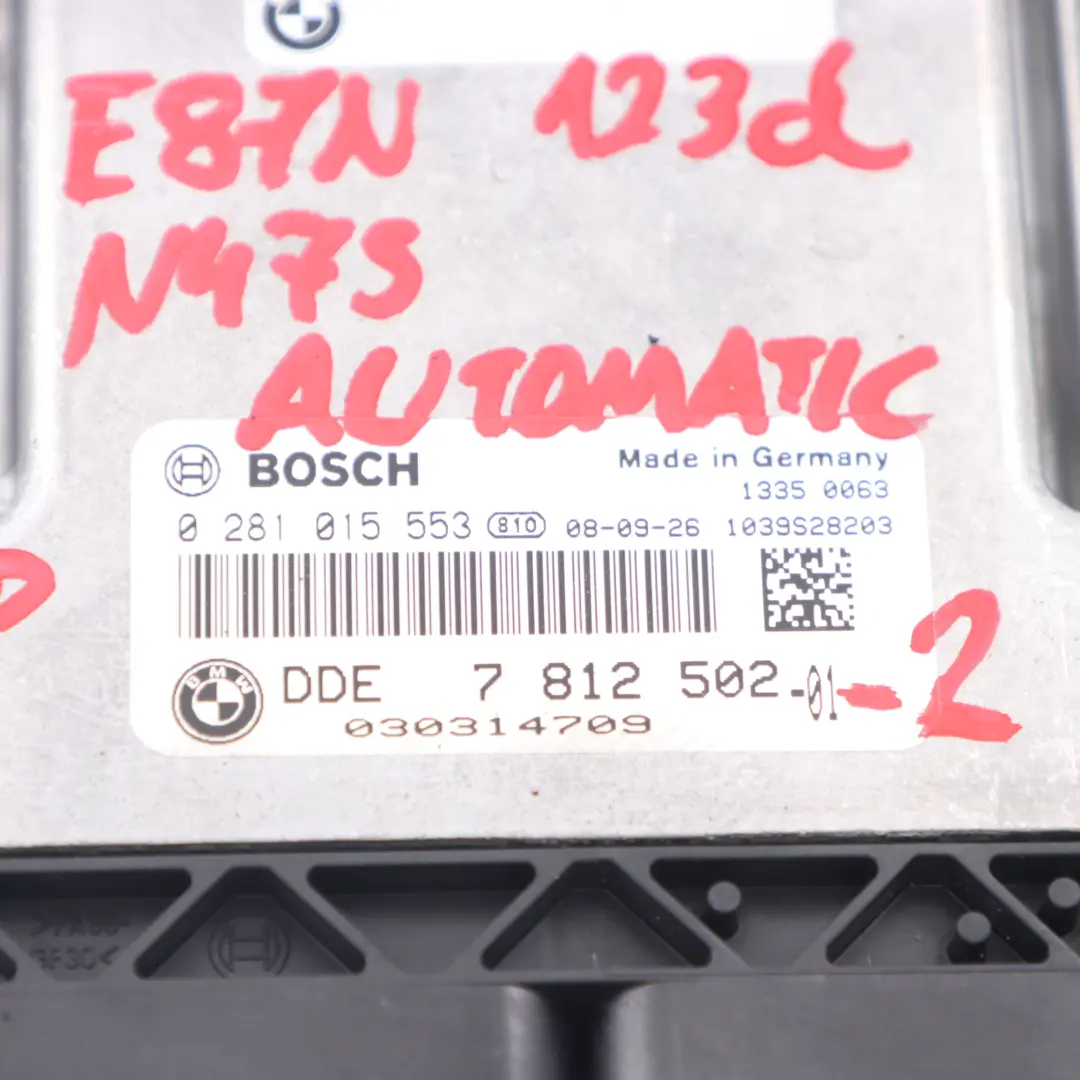 N47S 123d ECU Kit DDE 7812502 + CAS3 + Key Automatic BMW E81 E82 E87 LCI E88 - SKU 7812502-2 - Part number 7811702