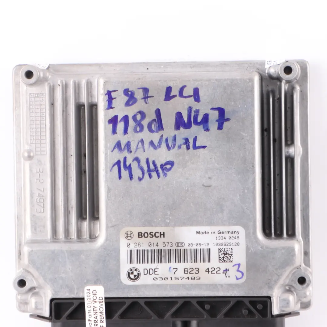 Manual ECU Control Motor BMW E81 E87 E90 LCI 118D 318D N47 Diesel DDE - SKU 7823422 - Número de pieza 7823422