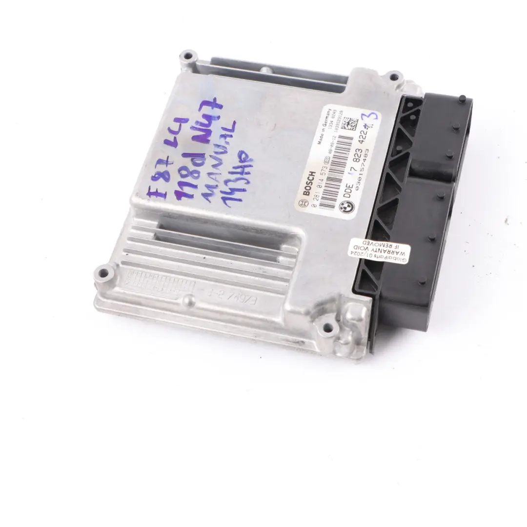 ECU Control Motor BMW E81 E87 E90 LCI 118D 318D N47 Diesel DDE para Manual con número de pieza 7823422 Manual ECU Control Motor BMW E81 E87 E90 LCI 118D 318D N47 Diesel DDE - SKU 7823422 - Número de pieza 7823422