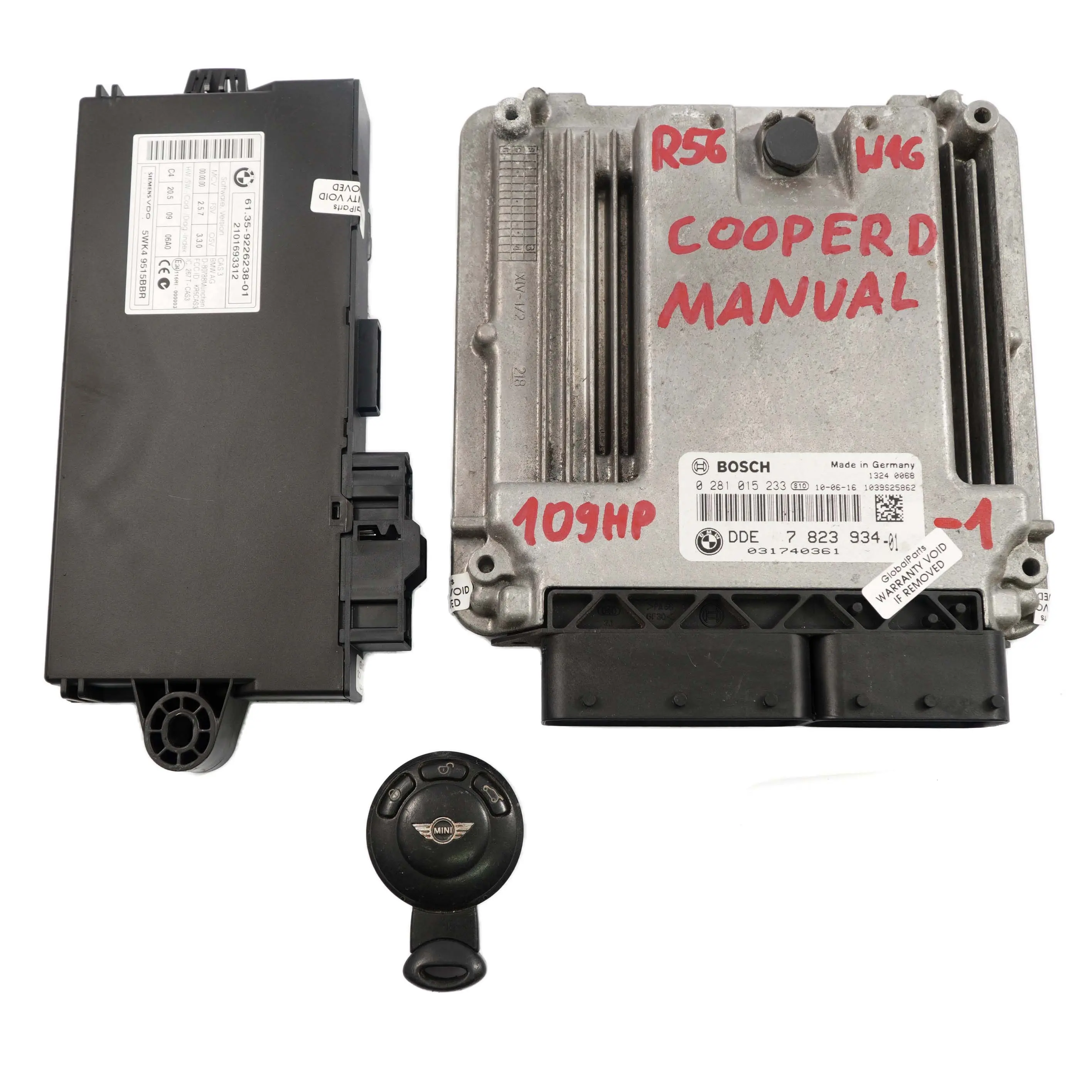 Mini Cooper D R55 R56 Diesel W16 1.6 Centralina Dde 7823934 CAS3 + Chiave