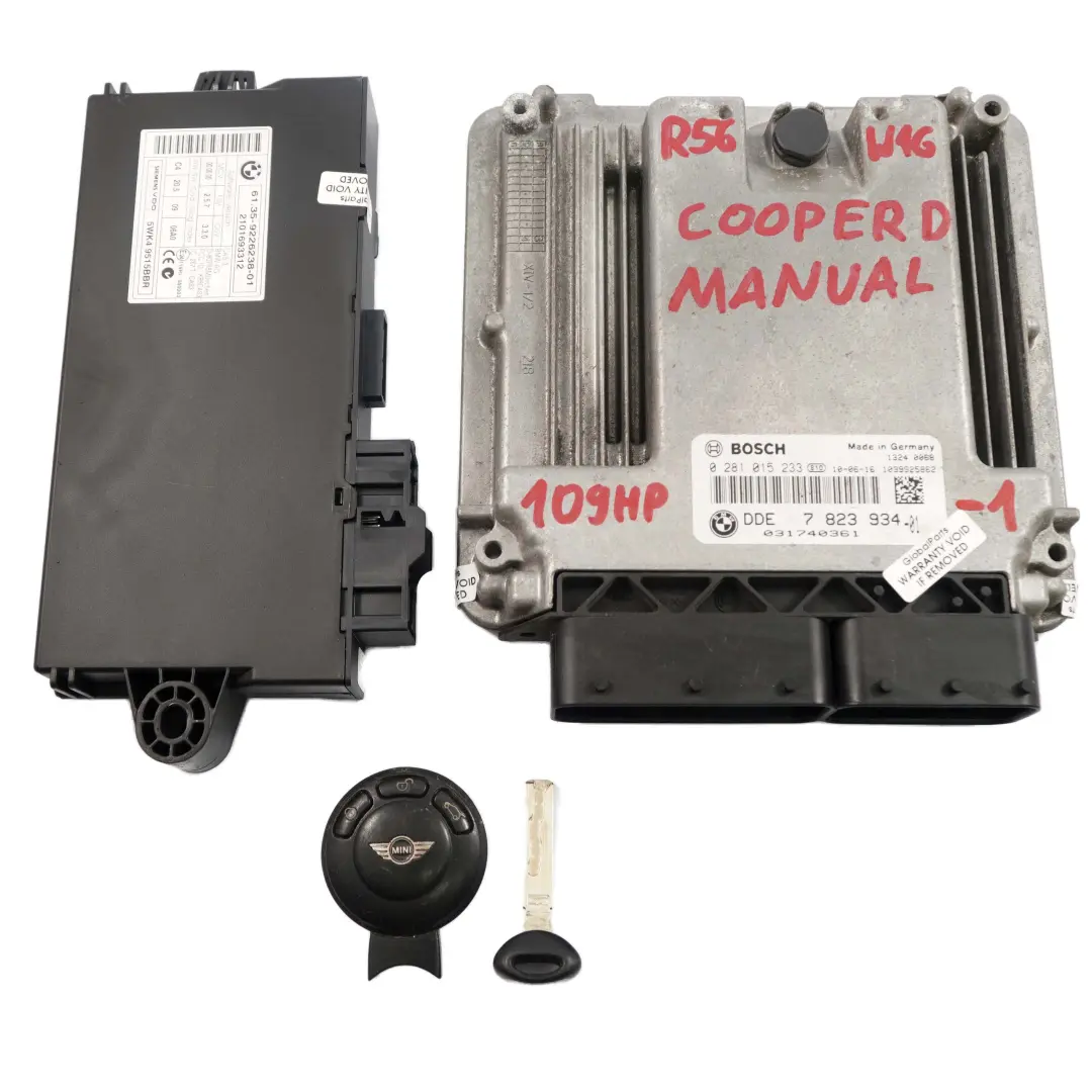 109HP ECU Kit DDE CAS3 + Key Manual to Mini Cooper D R55 R56 Diesel W16 1.6 with Part number 7823934 Mini Cooper D R55 R56 Diesel W16 1.6 109HP ECU Kit DDE CAS3 + Key Manual - SKU 7823934-1 - Part number 7823934