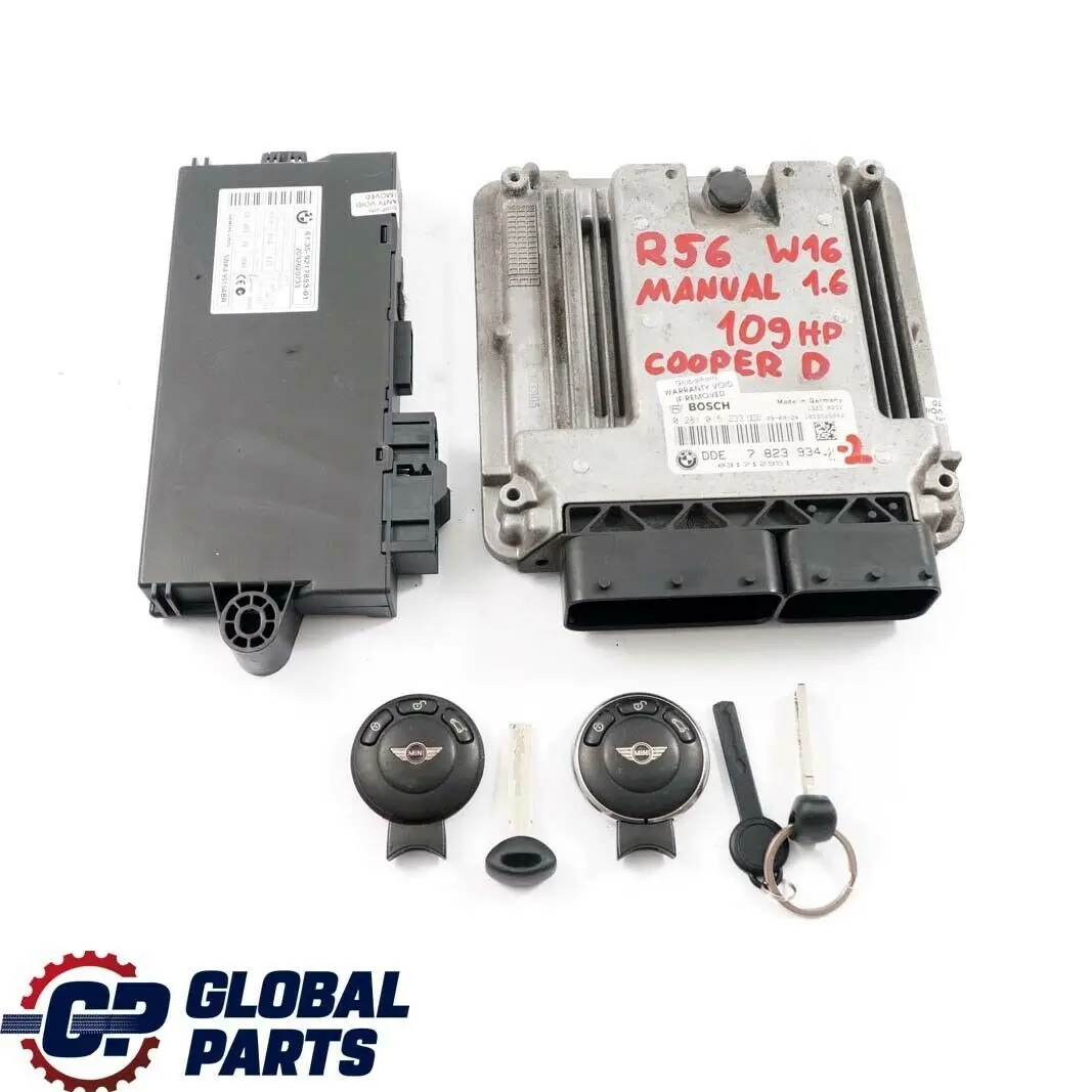 Mini Cooper D R55 R56 Diesel W16 1.6 109HP ECU Kit DDE CAS3 Keys Manual - SKU 7823934-2 - Part number 7823934