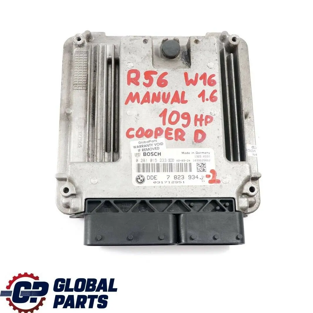 Mini Cooper D R55 R56 Diesel W16 1.6 109PS Appareil de Commande Dde CAS3 - SKU 7823934-2 - Numéro de pièce 7823934