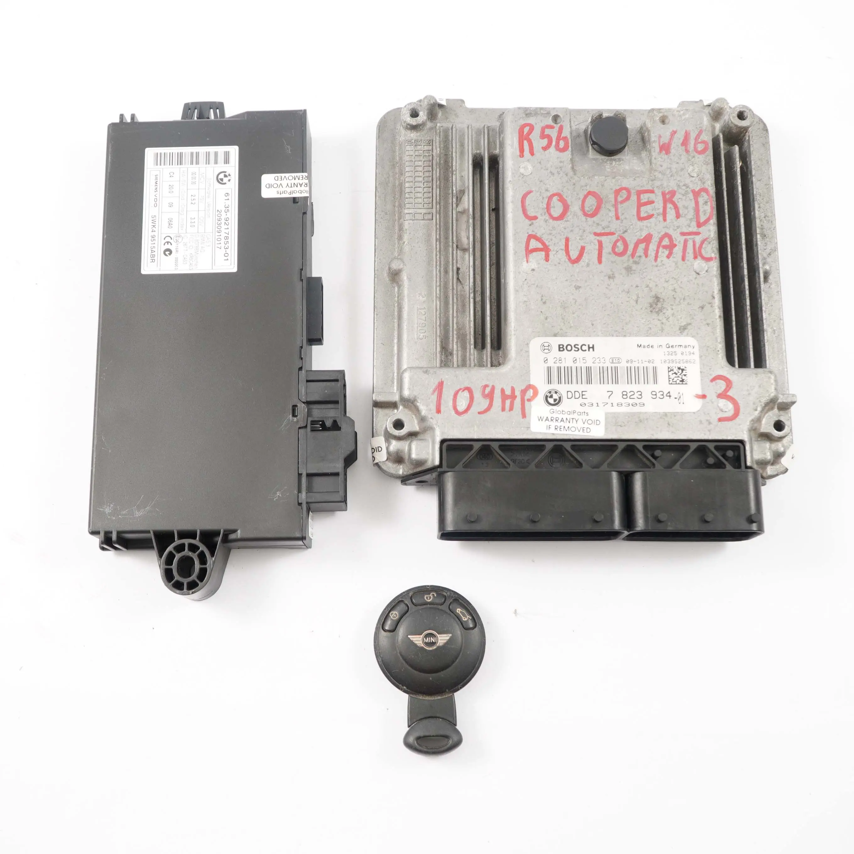 Mini Cooper D R55 R56 Diesel W16 109HP Kit ECU DDE 7823934 Llave CAS3 Automatico