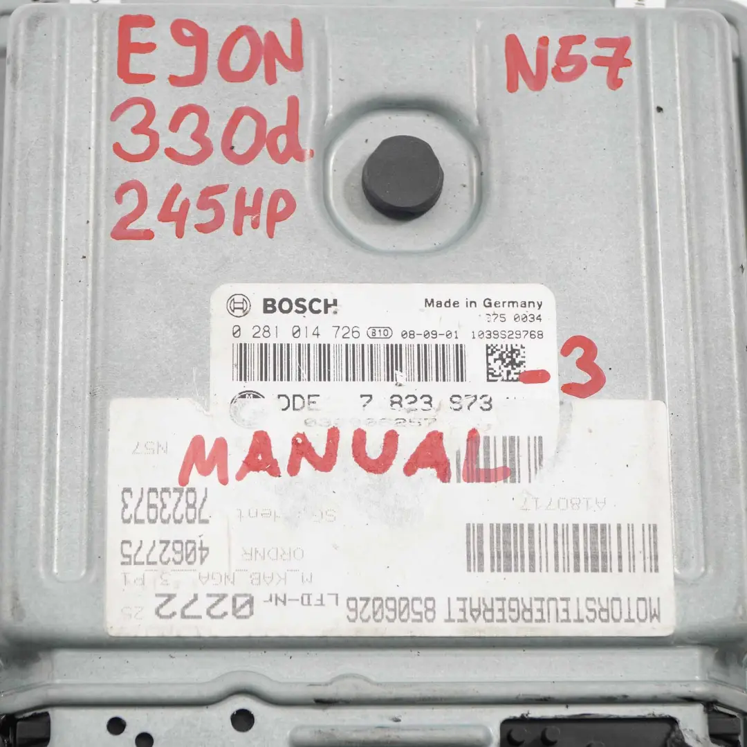 BMW E90 E91 LCI E92 330d Diesel N57 245HP ECU Engine Kit DDE CAS3 + Key - SKU 7823973-3 - Part number 7823973