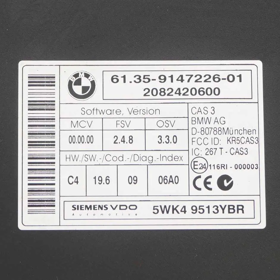 BMW E90 E91 LCI E92 330d Diesel N57 245HP ECU Engine Kit DDE CAS3 + Key - SKU 7823973-3 - Part number 7823973