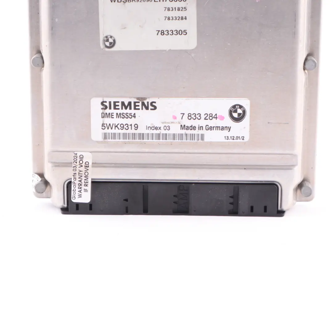S54 343HP Engine Control Unit Module ECU DME SMG to BMW E46 M3 with Part number 7833284 BMW E46 M3 S54 343HP Engine Control Unit Module ECU DME SMG - SKU 7833284 - Part number 7833284