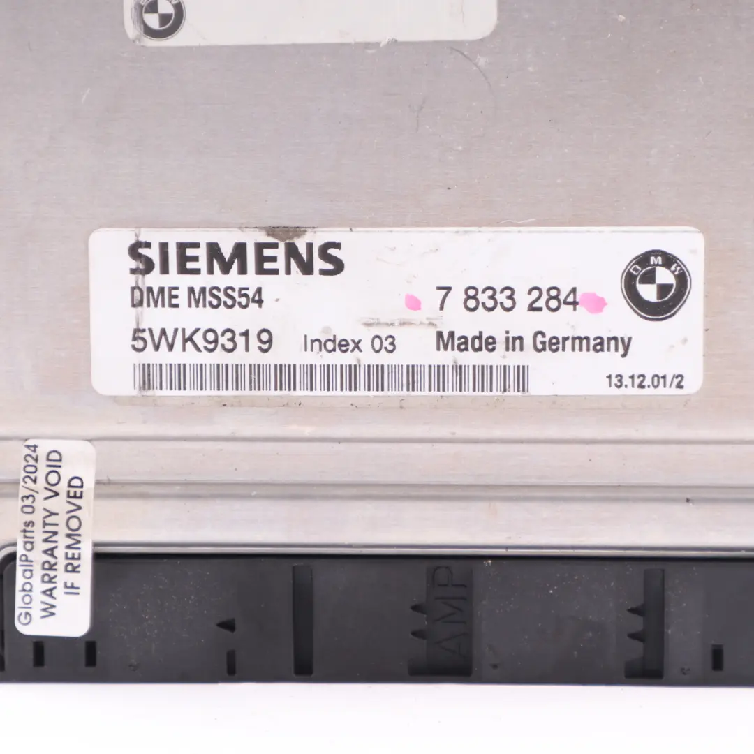 S54 343HP Engine Control Unit Module ECU DME SMG to BMW E46 M3 with Part number 7833284 BMW E46 M3 S54 343HP Engine Control Unit Module ECU DME SMG - SKU 7833284 - Part number 7833284