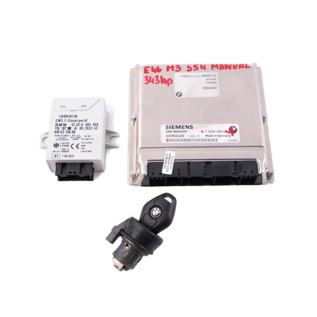S54 343HP ECU Engine Control Unit Kit DDE CAS3 + Key Manual to BMW E46 M3 with Part number 7835564 BMW E46 M3 S54 343HP ECU Engine Control Unit Kit DDE CAS3 + Key Manual - SKU 7835564-1 - Part number 7835564