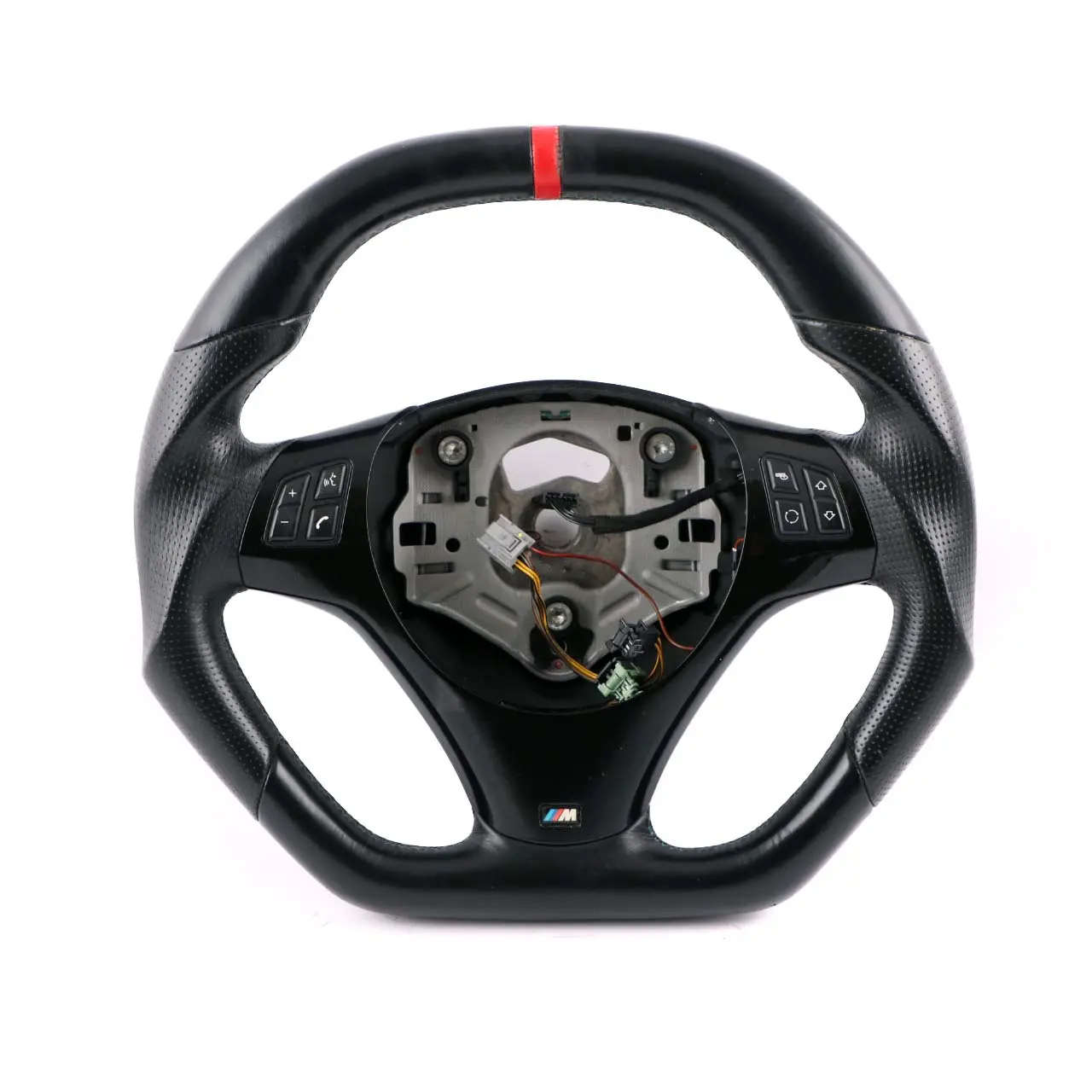 BMW E81 E82 E87 E90 E91 E92 E93 Black Leather M-Sport Look Flat Steering Wheel