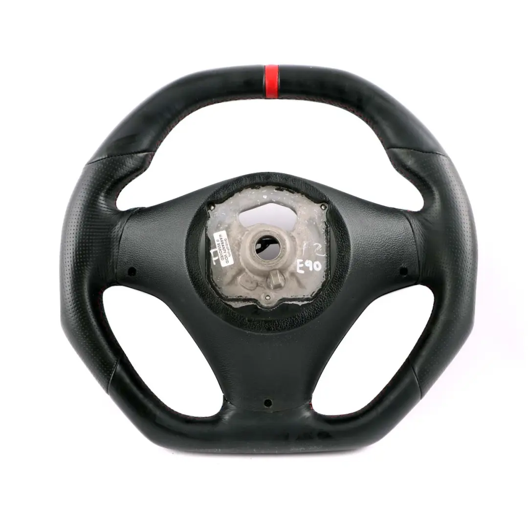BMW E81 E82 E87 E90 E91 E92 E93 Black Leather M-Sport Look Flat Steering Wheel - SKU 7839114-10 - Part number 7839114