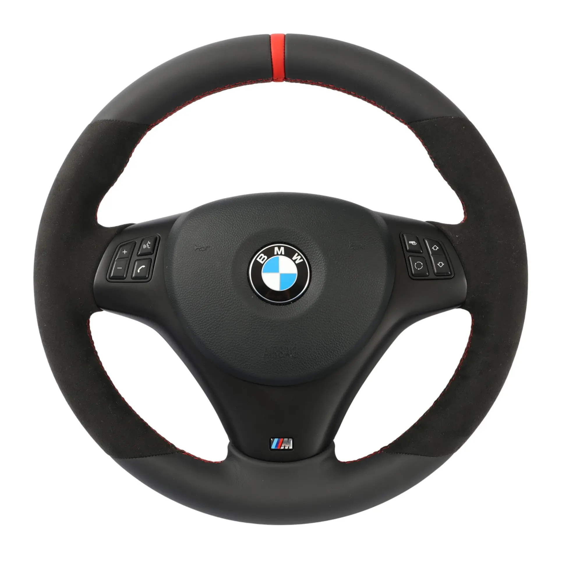 BMW E81 E87 E90 E91 E92 NEW Black Leather Alcantara M Sport Thick Steering Wheel
