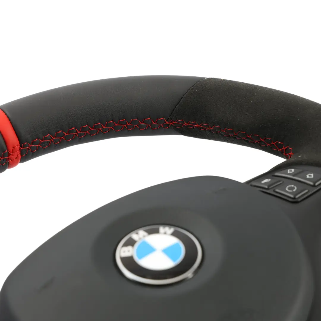 BMW E81 E87 E90 E91 E92 NEW Black Leather Alcantara M Sport Thick Steering Wheel - SKU 7839114-11-SET - Part number 7839114