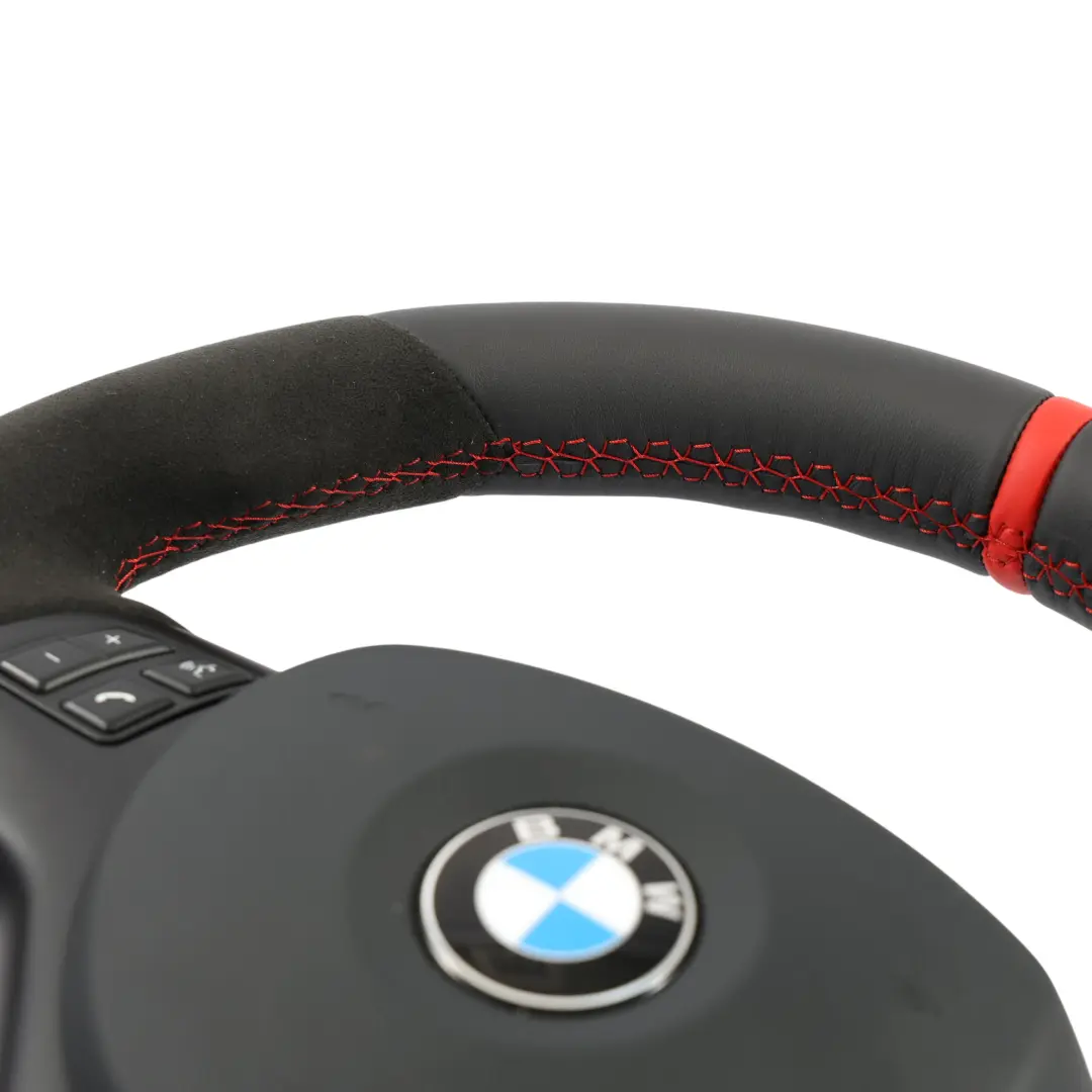 BMW E81 E87 E90 E91 E92 NEU Schwarzes Leder Alcantara M Sport Dickes Lenkrad - SKU 7839114-11-SET - Teilenummer 7839114