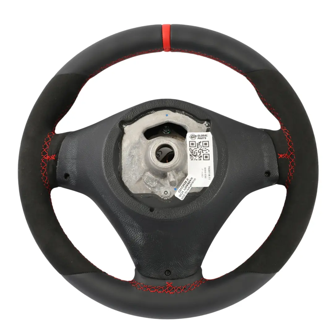 BMW E81 E87 E90 E91 E92 NEW Black Leather Alcantara M Sport Thick Steering Wheel - SKU 7839114-11-SET - Part number 7839114