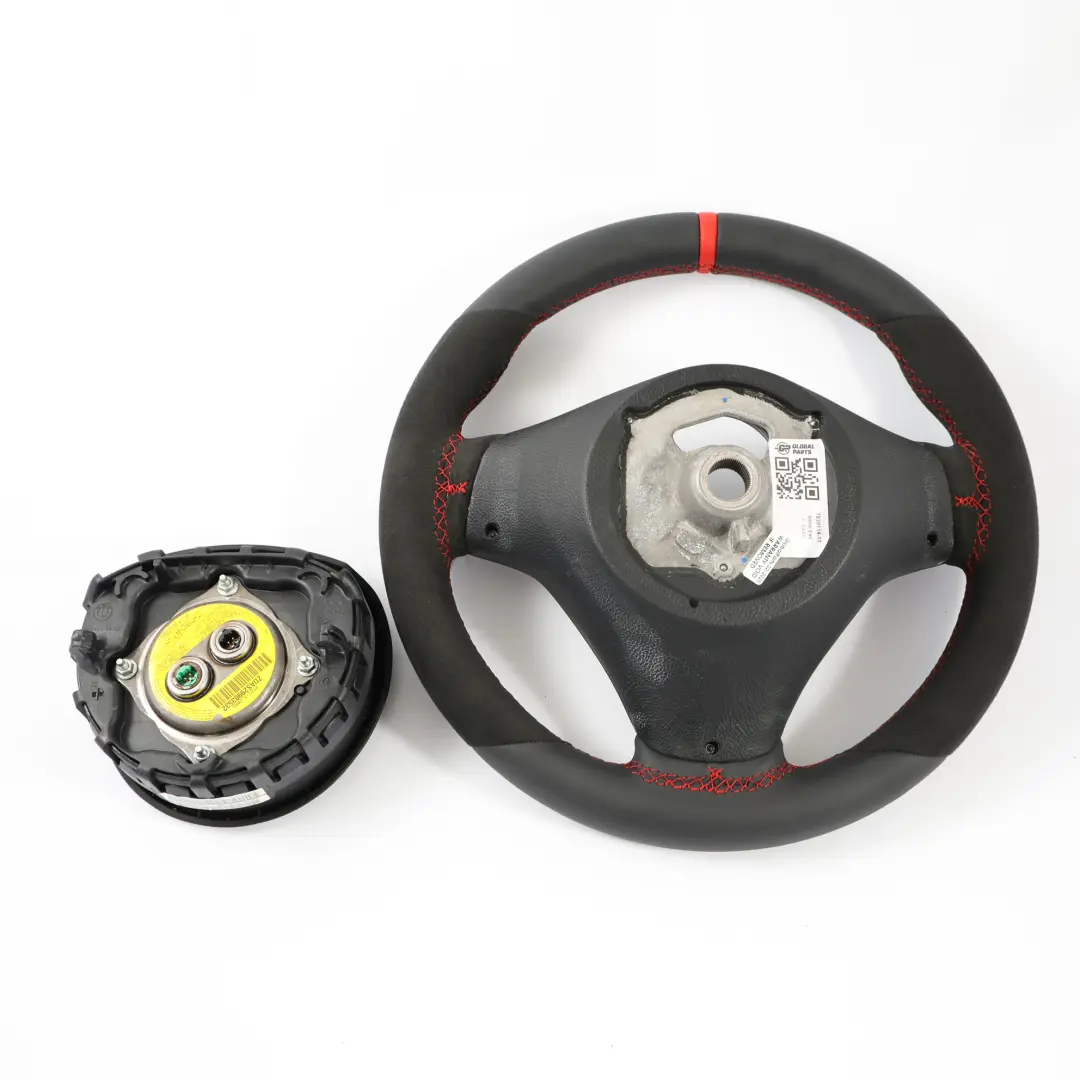 BMW E81 E87 E90 E91 E92 NEW Black Leather Alcantara M Sport Thick Steering Wheel - SKU 7839114-11-SET - Part number 7839114