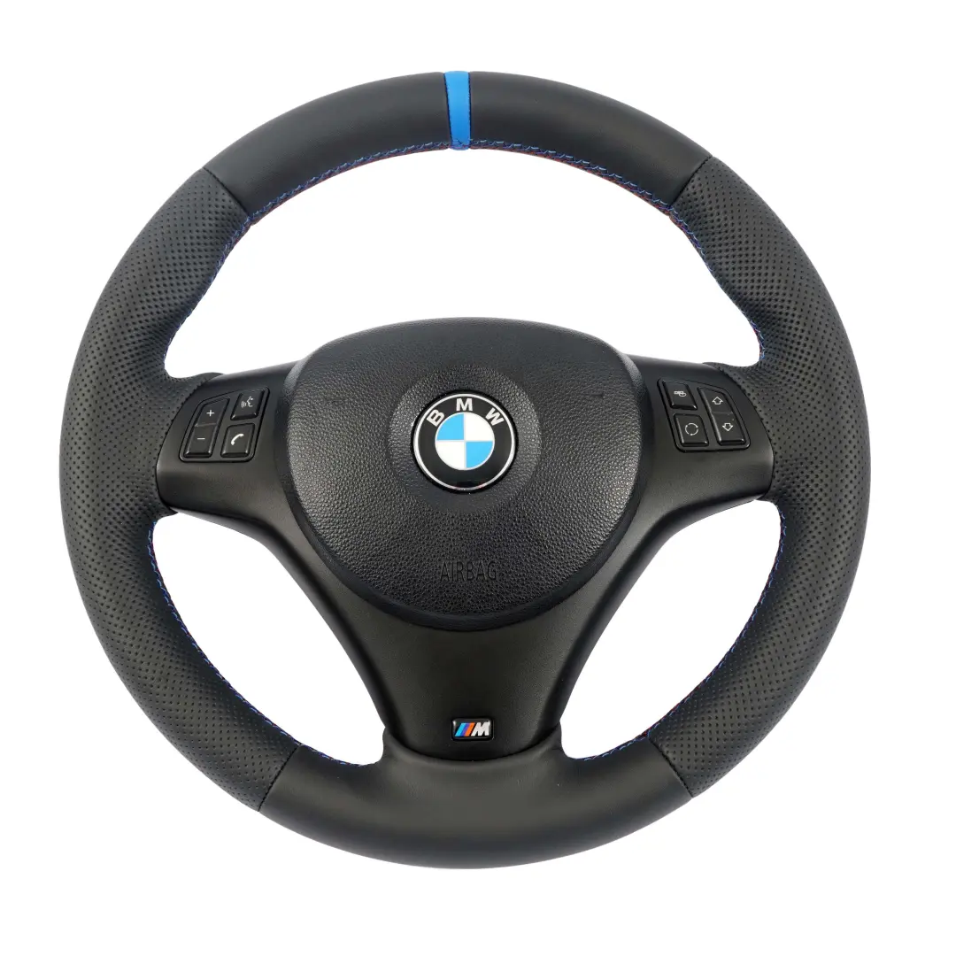 BMW E81 E82 E87 E90 E91 E92 E93 NEW Black Leather M-Sport Thick Steering Wheel - SKU 7839114-2-SET - Part number 7839114