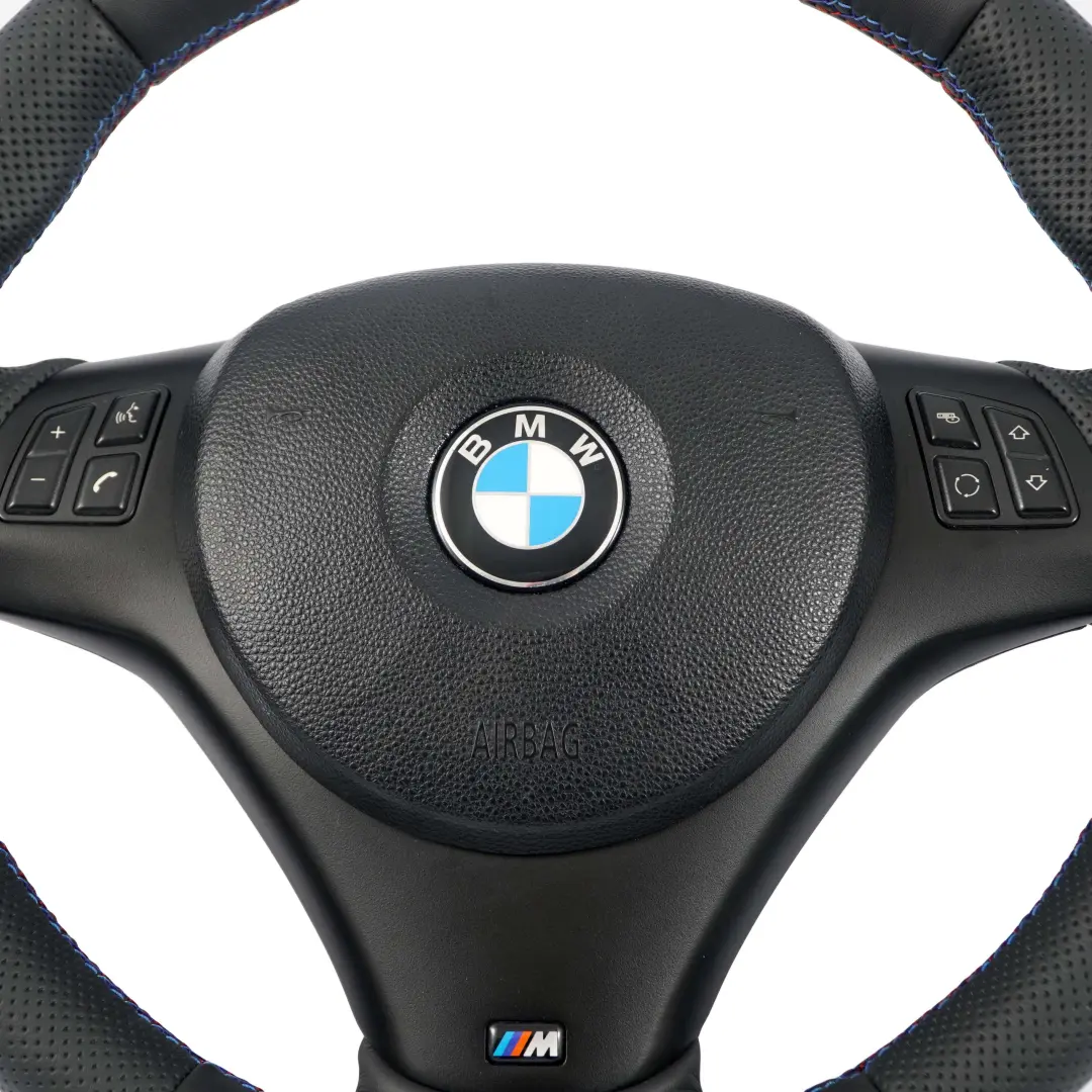 BMW E81 E82 E87 E90 E91 E92 E93 NEW Black Leather M-Sport Thick Steering Wheel - SKU 7839114-2-SET - Part number 7839114