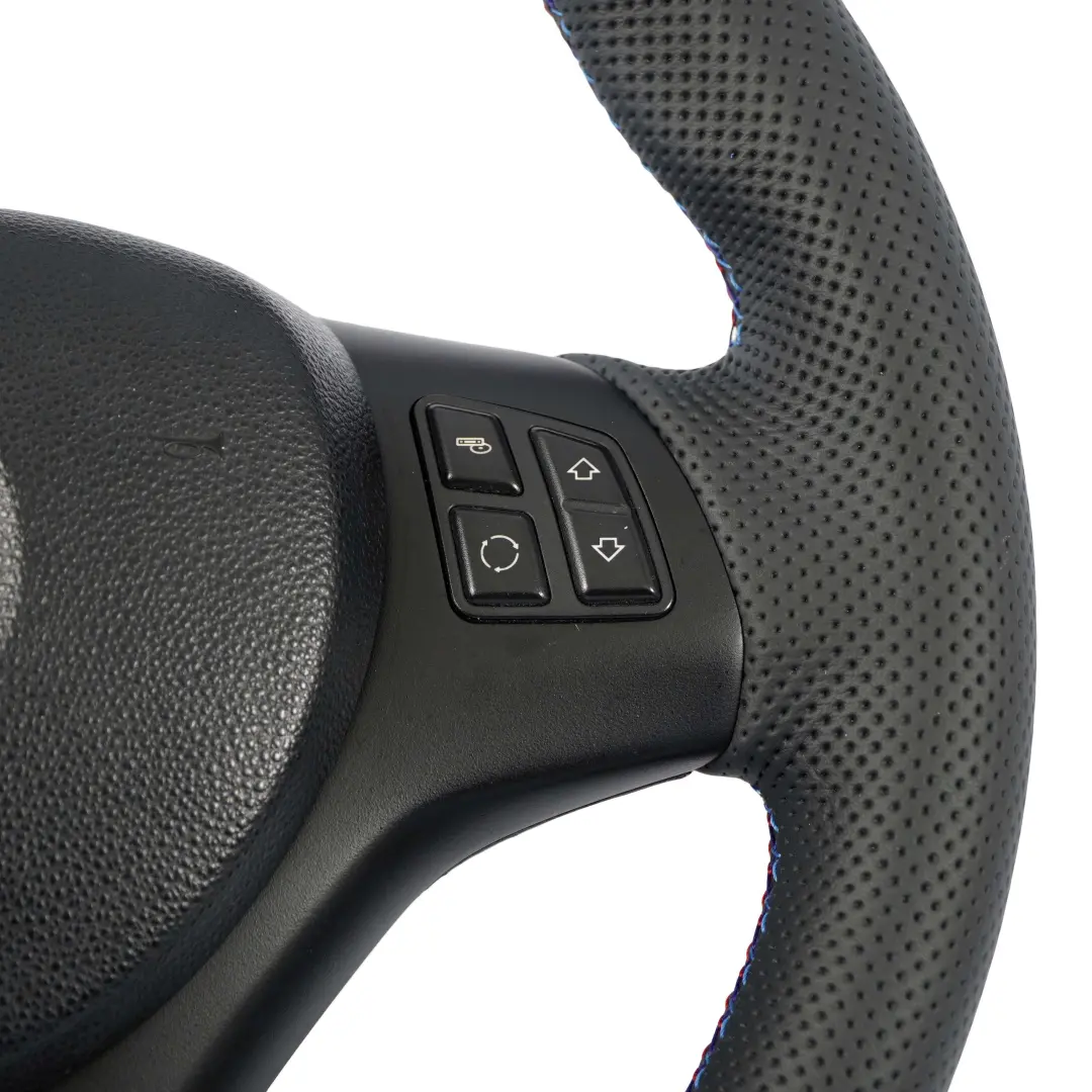 BMW E81 E82 E87 E90 E91 E92 E93 NEW Black Leather M-Sport Thick Steering Wheel - SKU 7839114-2-SET - Part number 7839114