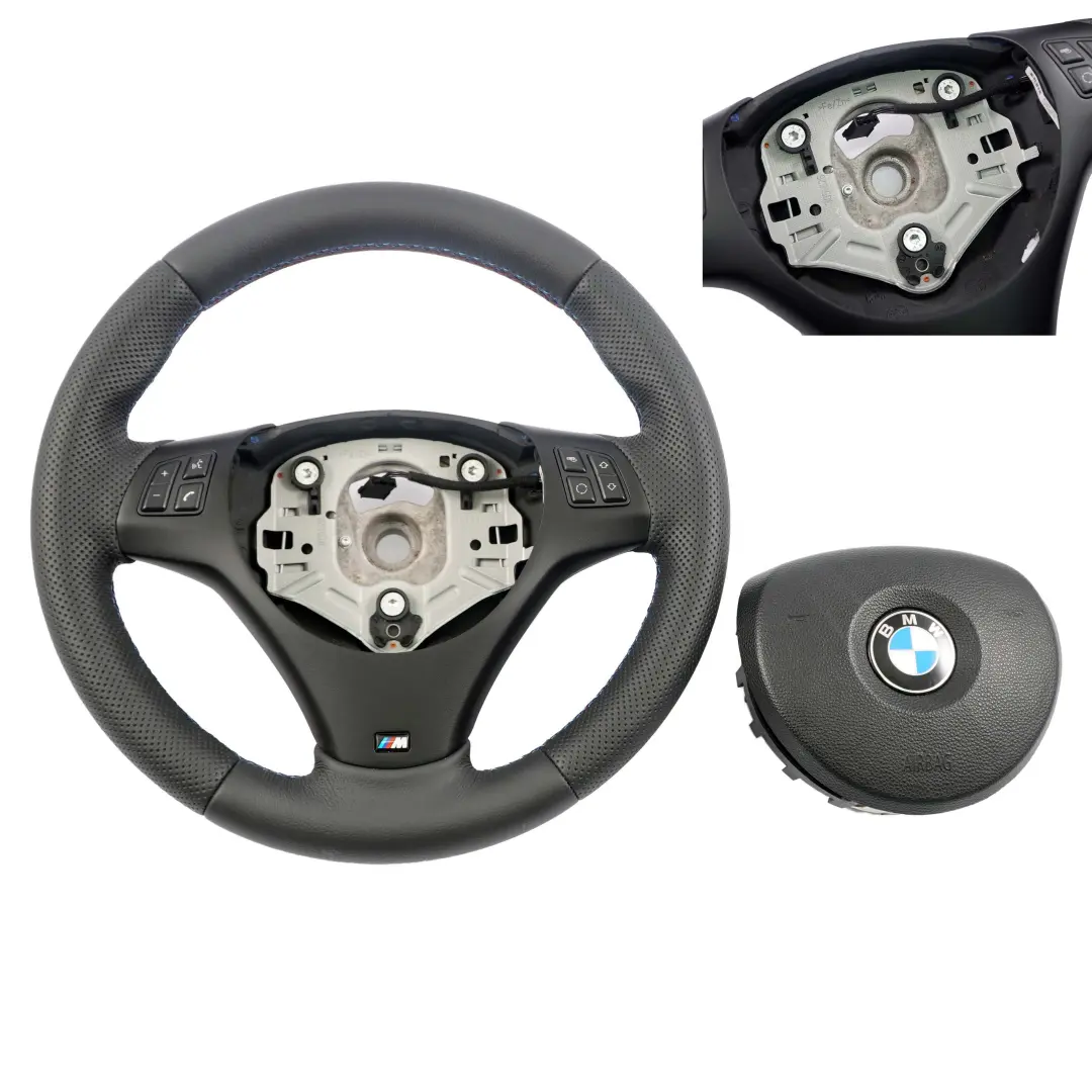 BMW E81 E82 E87 E90 E91 E92 E93 NUOVA Pelle Nera M-Sport Volante Denso - SKU 7839114-5-SET - Numero di parte 7839114