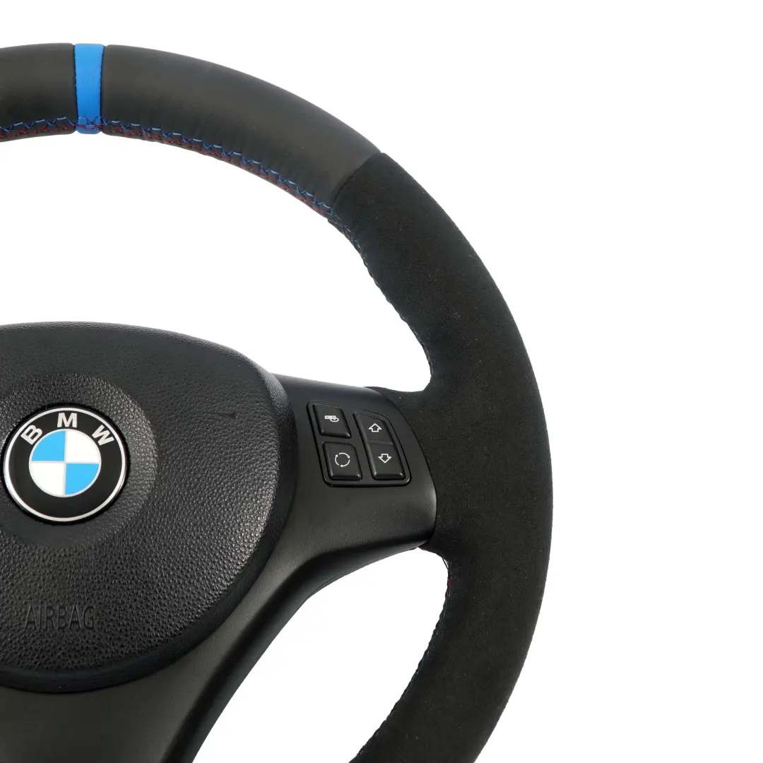 Leather / Alcantara M-Sport Steering Wheel Thick BMW E87 E90 E91 E92 NEW Black - SKU 7839114-7-SET - Part number 7839114
