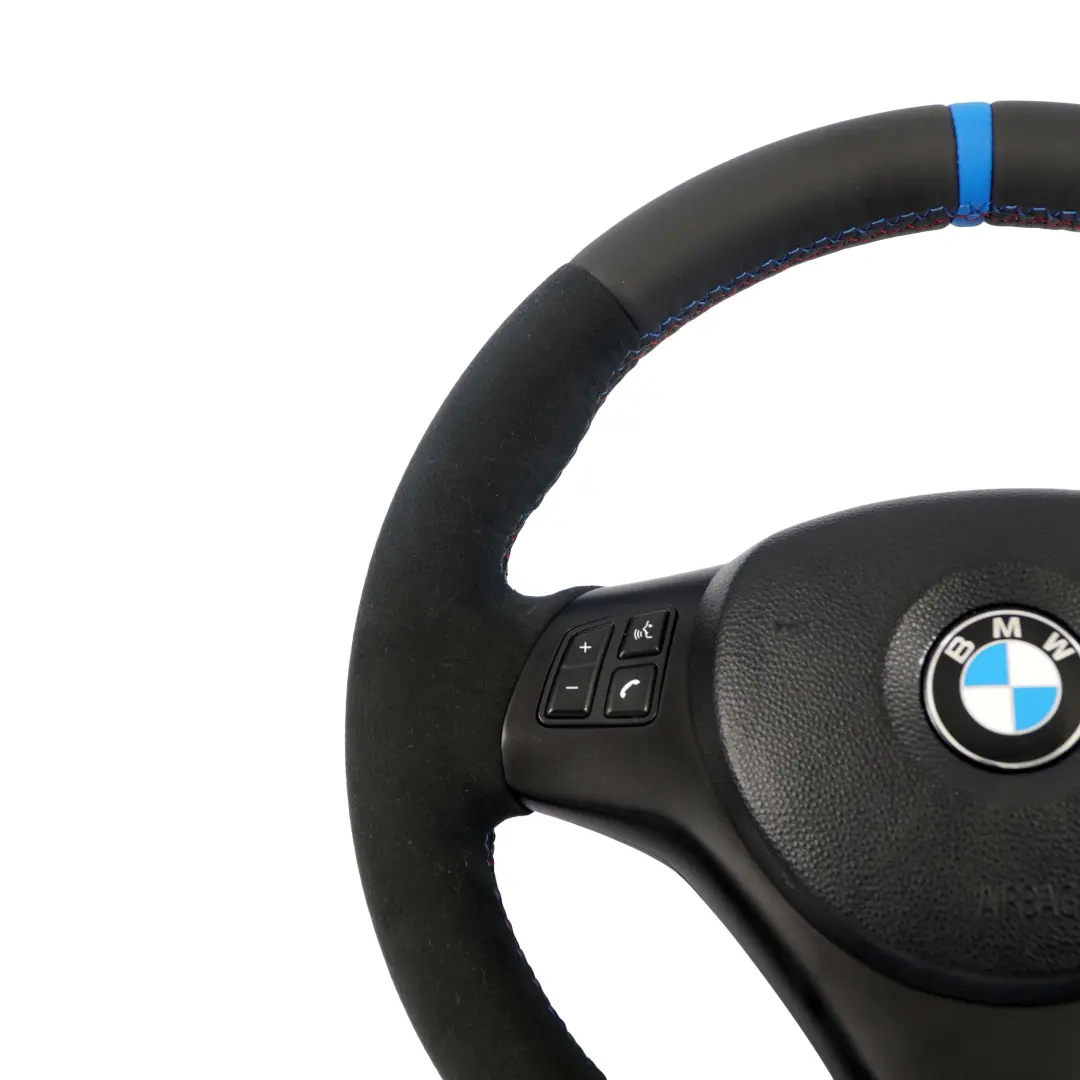 Leather / Alcantara M-Sport Steering Wheel Thick BMW E87 E90 E91 E92 NEW Black - SKU 7839114-7-SET - Part number 7839114