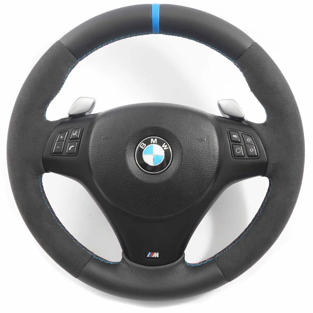 BMW E87 E90 E91 NEW Leather Alcantara M-Sport Thick Steering Wheel Paddle Shift - SKU 7839115-1-SET - Part number 7839115