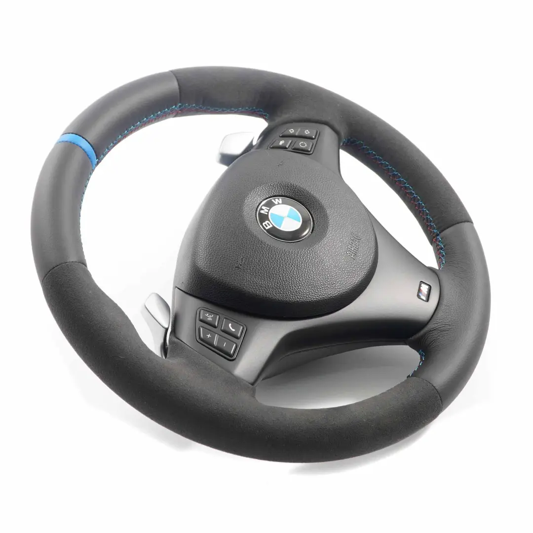 NUEVO cuero Alcantara M-Sport grueso volante Paddle Shift para BMW E87 E90 E91 con número de pieza 7839115 BMW E87 E90 E91 NUEVO cuero Alcantara M-Sport grueso volante Paddle Shift - SKU 7839115-1-SET - Número de pieza 7839115