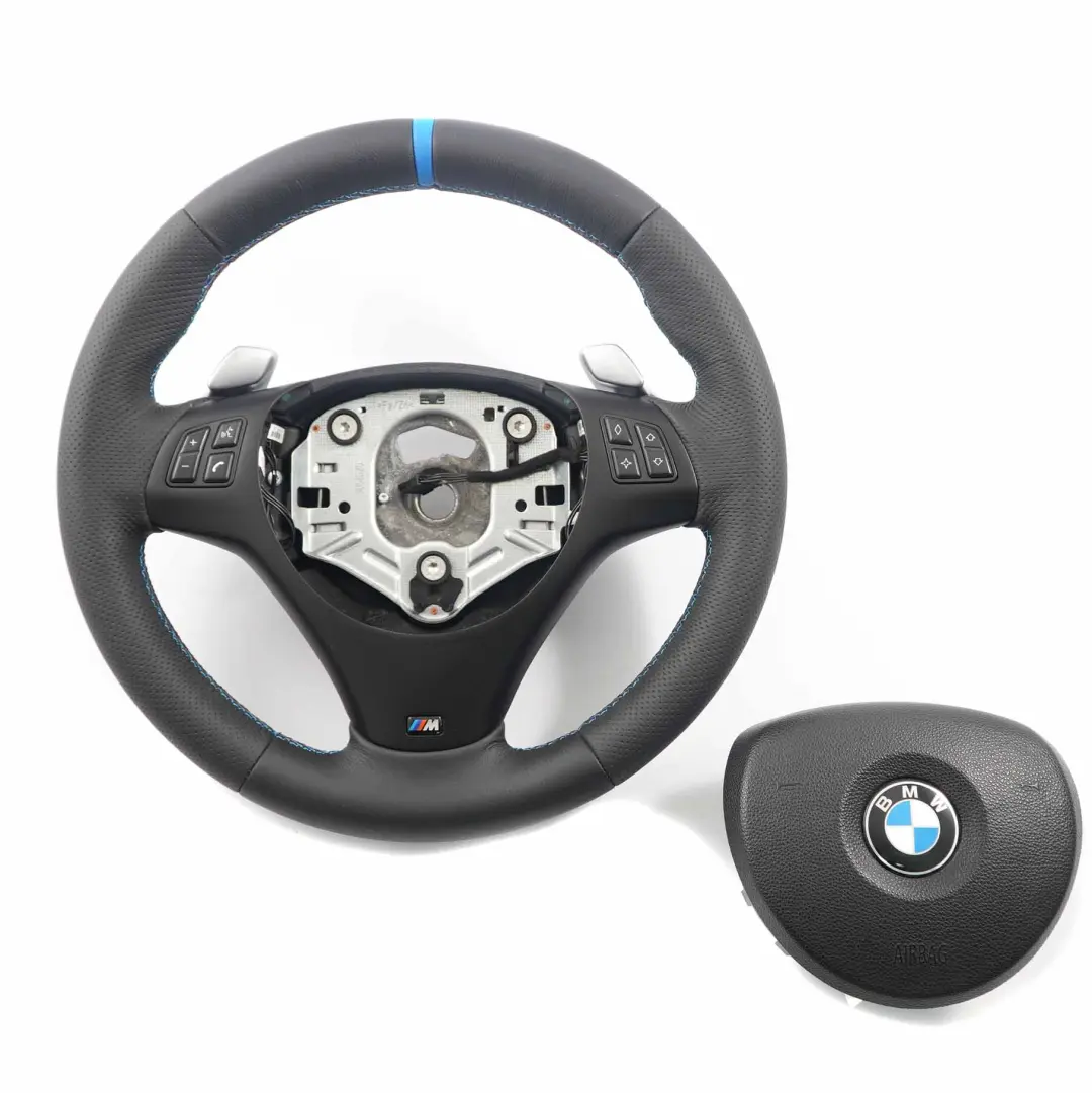 BMW E81 E87 E90 E91 E92 NEU Schwarz Leder M-Sport Dickes Lenkrad Paddelschieber - SKU 7839115-3-SET - Teilenummer 7839115