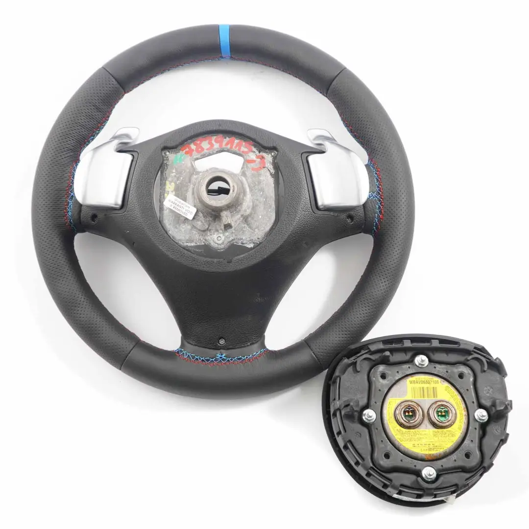 BMW E81 E87 E90 E91 E92 NEU Schwarz Leder M-Sport Dickes Lenkrad Paddelschieber - SKU 7839115-3-SET - Teilenummer 7839115