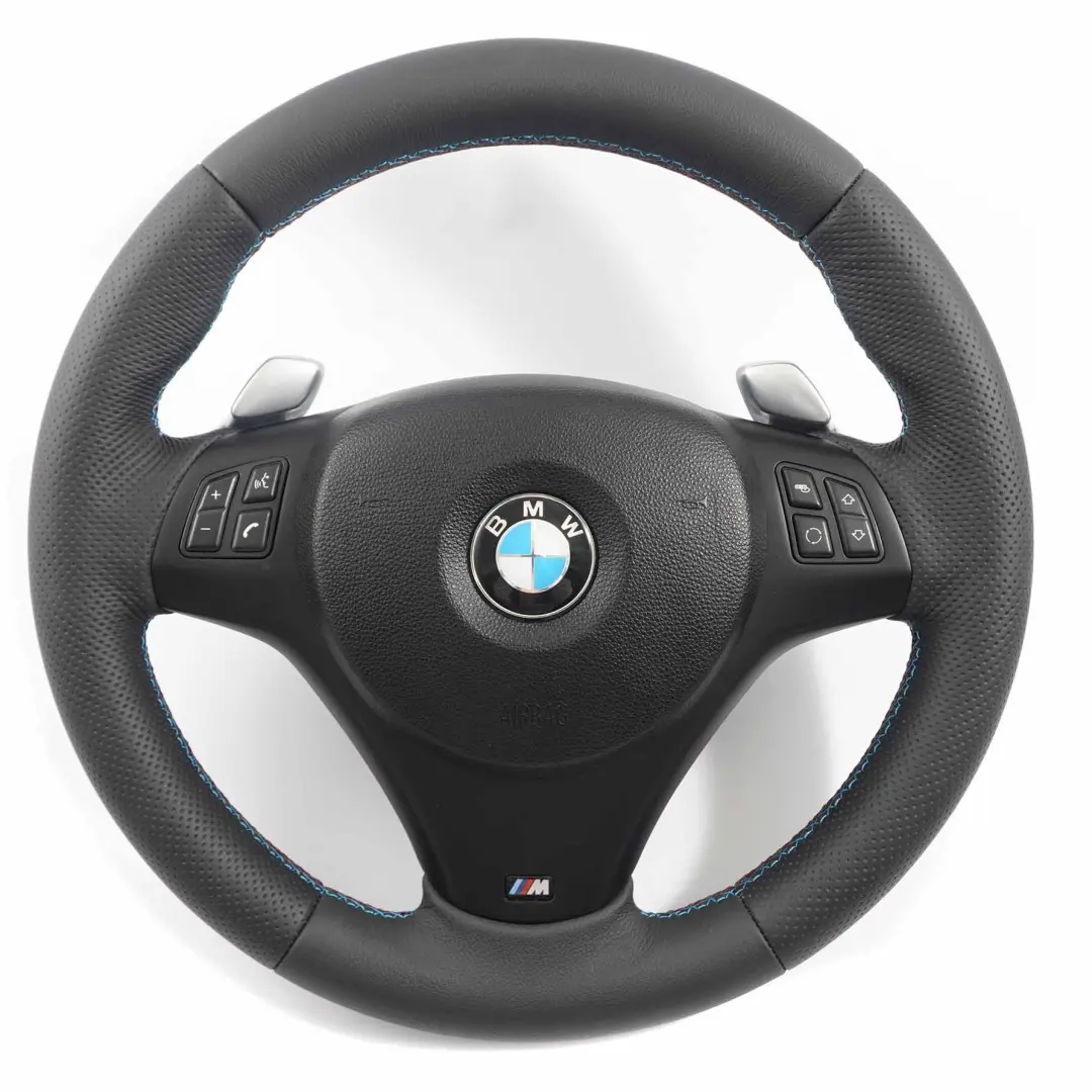 Leather M-Sport Thick Steering Wheel Paddle Shift Set to BMW E87 E90 E91 E92 NEW with Part number 7839115 BMW E87 E90 E91 E92 NEW Leather M-Sport Thick Steering Wheel Paddle Shift Set - SKU 7839115-SET - Part number 7839115