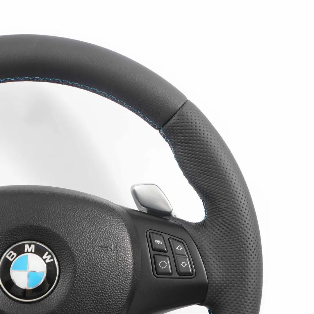 NUEVO cuero M-Sport grueso volante Paddle Shift para BMW E87 E90 E91 E92 con número de pieza 7839115 BMW E87 E90 E91 E92 NUEVO cuero M-Sport grueso volante Paddle Shift - SKU 7839115-SET - Número de pieza 7839115