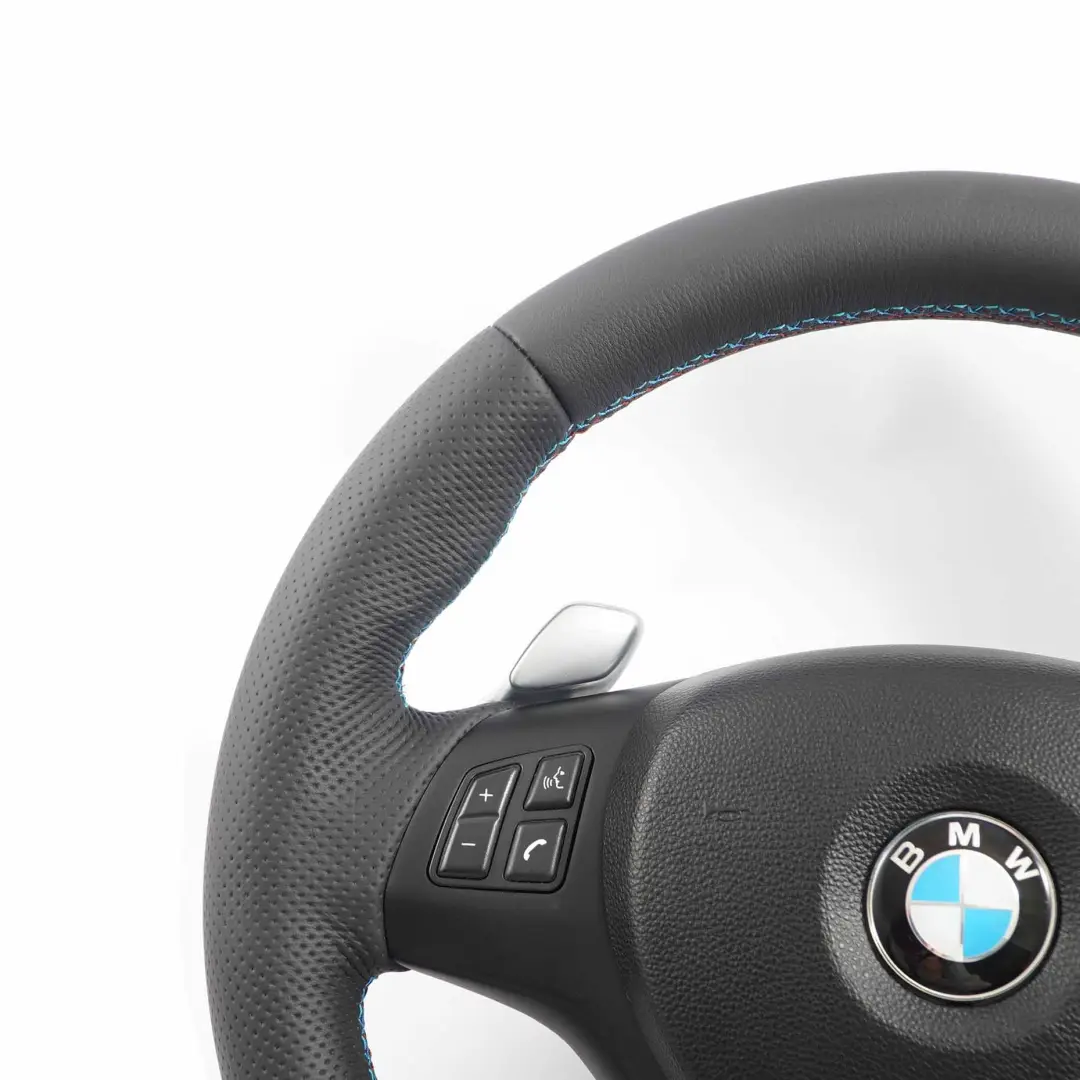 BMW E81 E87 E90 E91 E92 NEU Schwarz Leder M-Sport Dickes Lenkrad Paddelschieber - SKU 7839115-SET - Teilenummer 7839115
