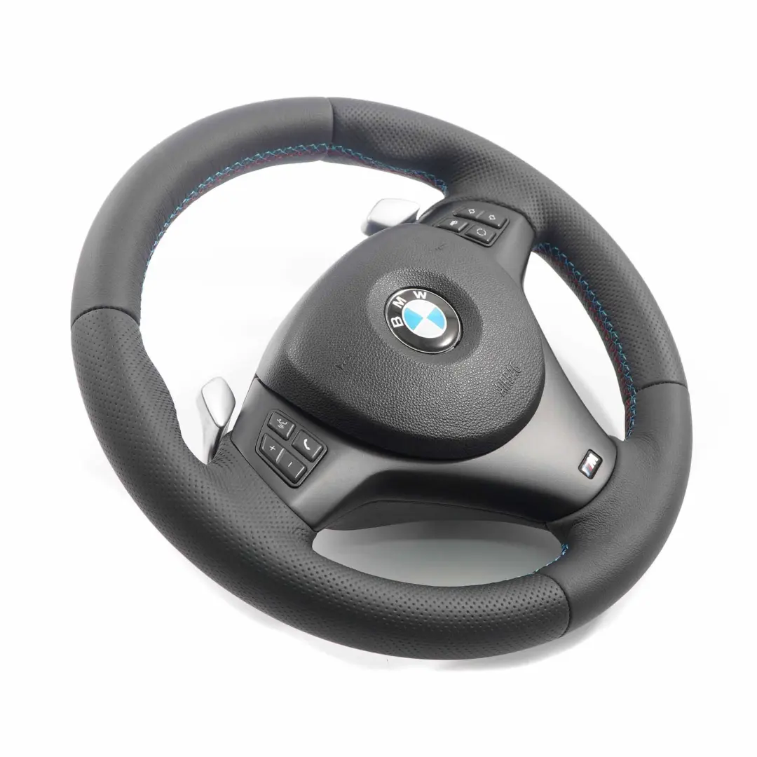 NUEVO cuero M-Sport grueso volante Paddle Shift para BMW E87 E90 E91 E92 con número de pieza 7839115 BMW E87 E90 E91 E92 NUEVO cuero M-Sport grueso volante Paddle Shift - SKU 7839115-SET - Número de pieza 7839115