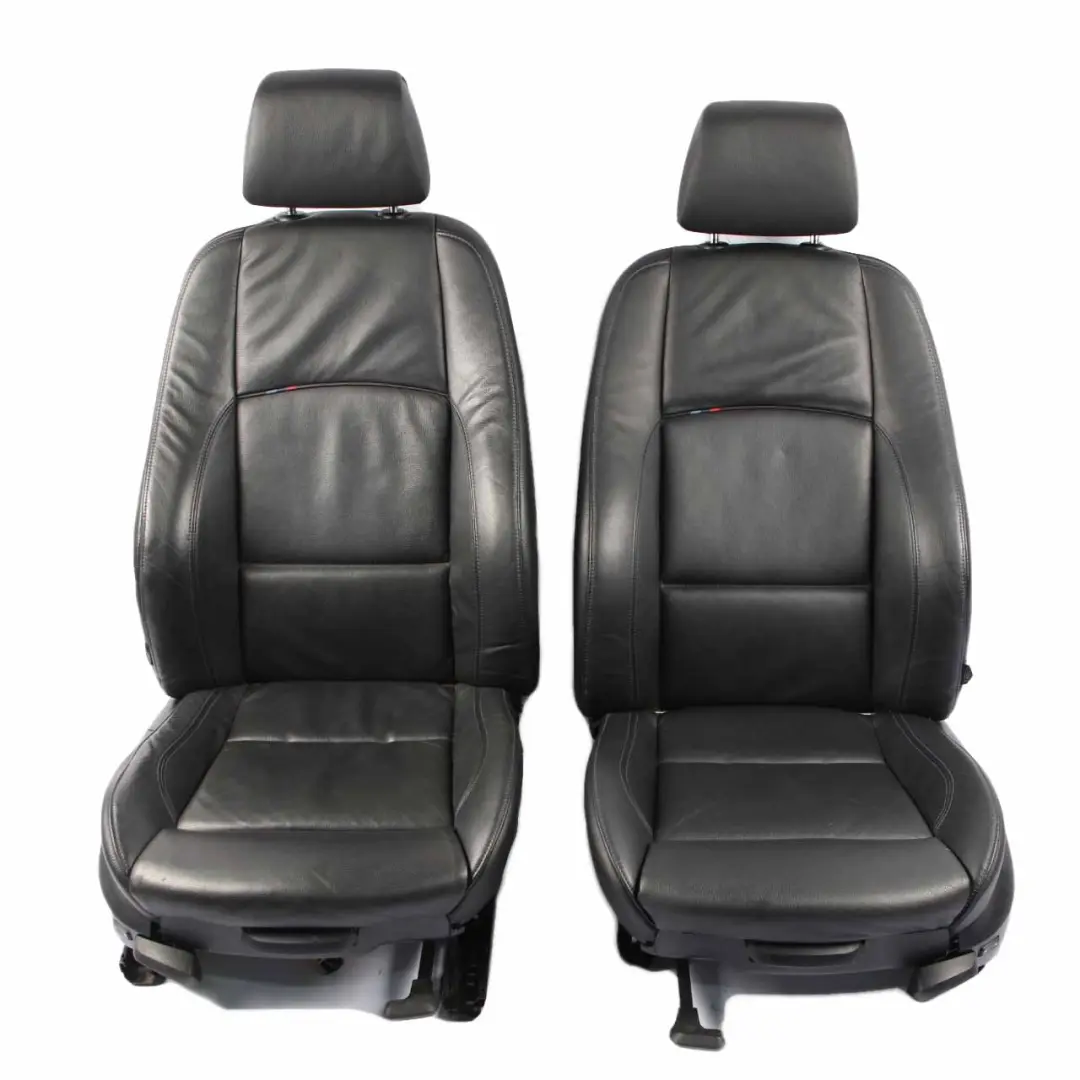  Seats M Sport BMW E92 Coupe Heated Electric Black Leather Contrast Blue Seat Set - SKU 7843052-1 - Part number 7843052