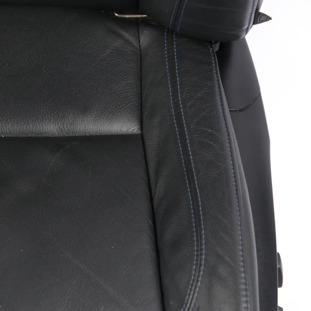  Seats M Sport BMW E92 Coupe Heated Electric Black Leather Contrast Blue Seat Set - SKU 7843052-1 - Part number 7843052