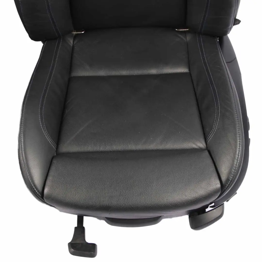  Seats M Sport BMW E92 Coupe Heated Electric Black Leather Contrast Blue Seat Set - SKU 7843052-1 - Part number 7843052