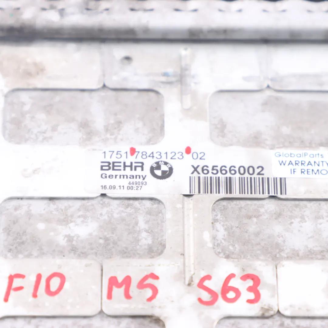 BMW F10 M5 F12 F13 M6 Intercooler Refroidisseur d'air de charge Cyl. 5-8 - SKU 7843123 - Numéro de pièce 7843123