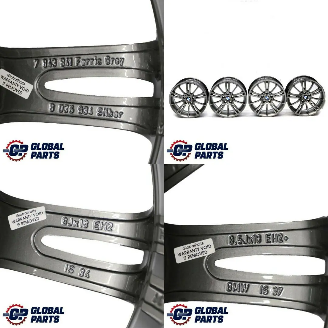 BMW E90 E91 E92 Complete Set 4x Wheel Rim 18" M Spider Spoke 193 Ferricgrey Grey - SKU 7843839/7843841 - Part number 7843839/7843841
