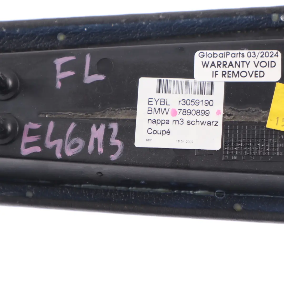 Front Door Left N/S Armrest Upper Leather Nappa Black to BMW E46 M3 Coupe with Part number 7890899 BMW E46 M3 Coupe Front Door Left N/S Armrest Upper Leather Nappa Black - SKU 7890899 - Part number 7890899