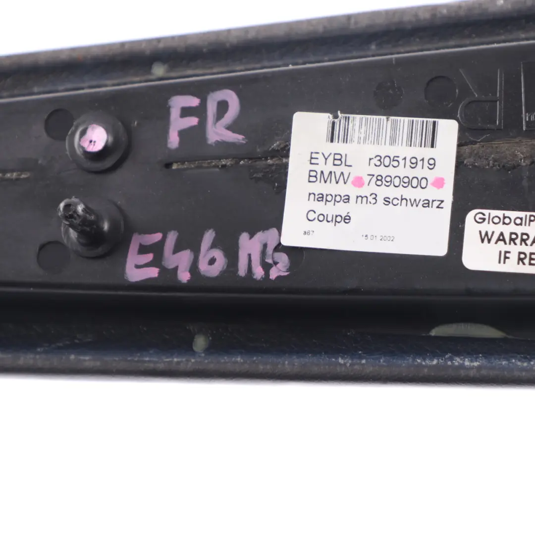 Front Door Right O/S Armrest Upper Leather Nappa Black to BMW E46 M3 Coupe with Part number 7890900 BMW E46 M3 Coupe Front Door Right O/S Armrest Upper Leather Nappa Black - SKU 7890900 - Part number 7890900