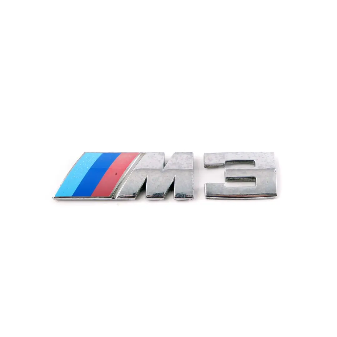 Emblem Lettering Chrome Rear Adhered Boot Trunk Lid Badge Tri-Colour to BMW E46 M3 with Part number 51147893655 BMW E46 M3 Emblem Lettering Chrome Rear Adhered Boot Trunk Lid Badge Tri-Colour - SKU 7893655 - Part number 51147893655