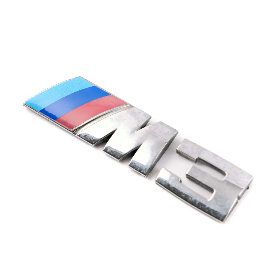 Emblem Lettering Chrome Rear Adhered Boot Trunk Lid Badge Tri-Colour to BMW E46 M3 with Part number 51147893655 BMW E46 M3 Emblem Lettering Chrome Rear Adhered Boot Trunk Lid Badge Tri-Colour - SKU 7893655 - Part number 51147893655