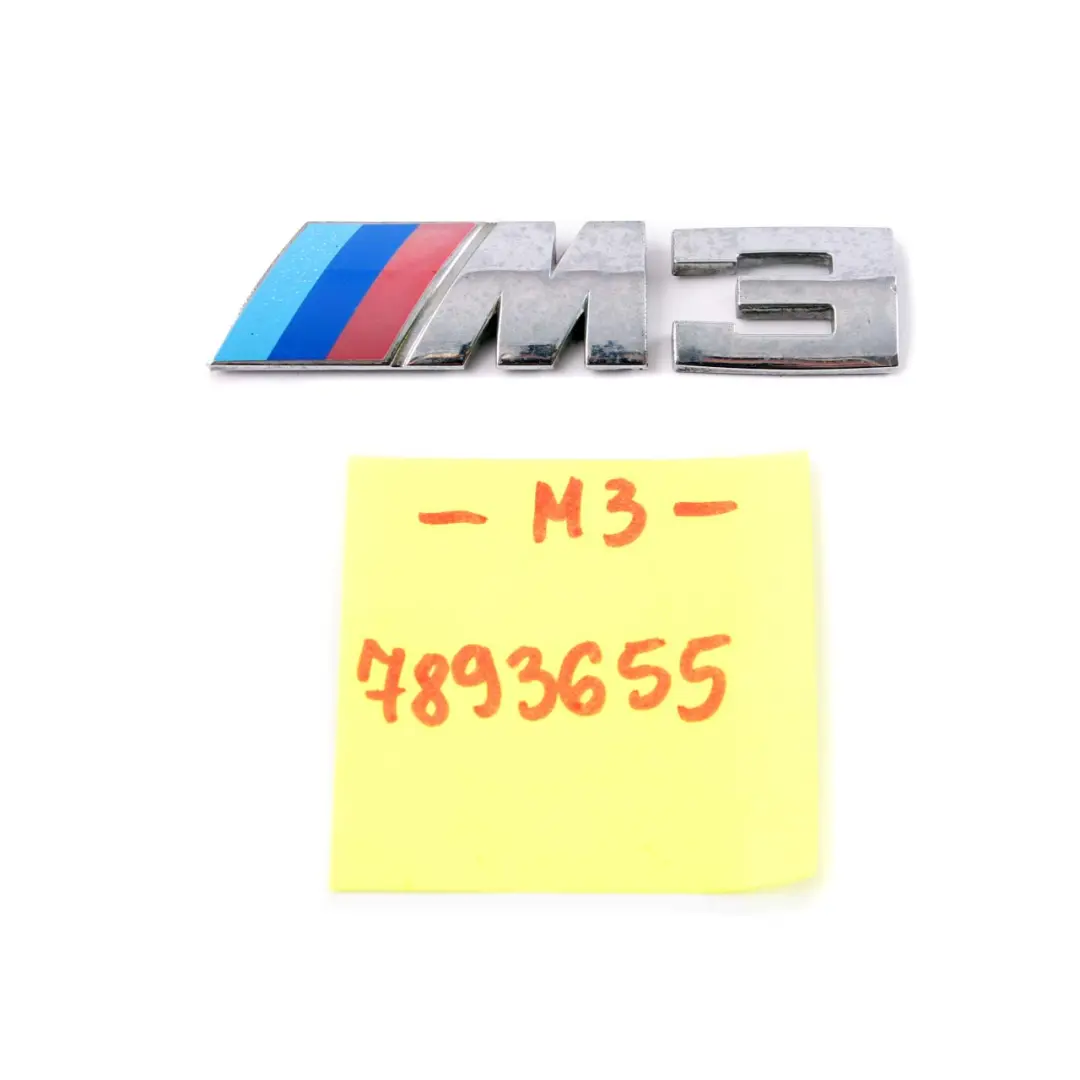 BMW E46 M3 Emblem Lettering Chrome Rear Adhered Boot Trunk Lid Badge Tri-Colour - SKU 7893655 - Part number 51147893655
