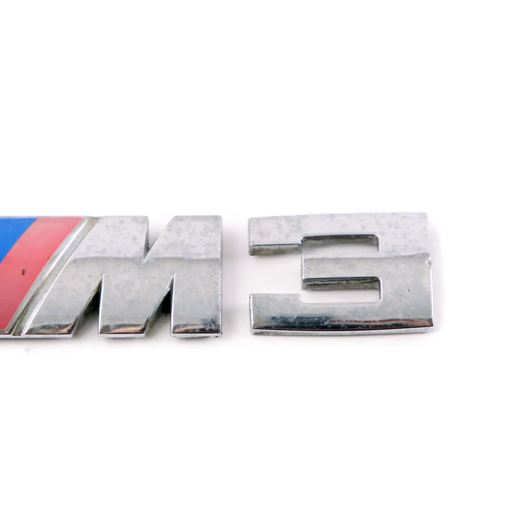 Emblem Lettering Chrome Rear Adhered Boot Trunk Lid Badge Tri-Colour to BMW E46 M3 with Part number 51147893655 BMW E46 M3 Emblem Lettering Chrome Rear Adhered Boot Trunk Lid Badge Tri-Colour - SKU 7893655 - Part number 51147893655