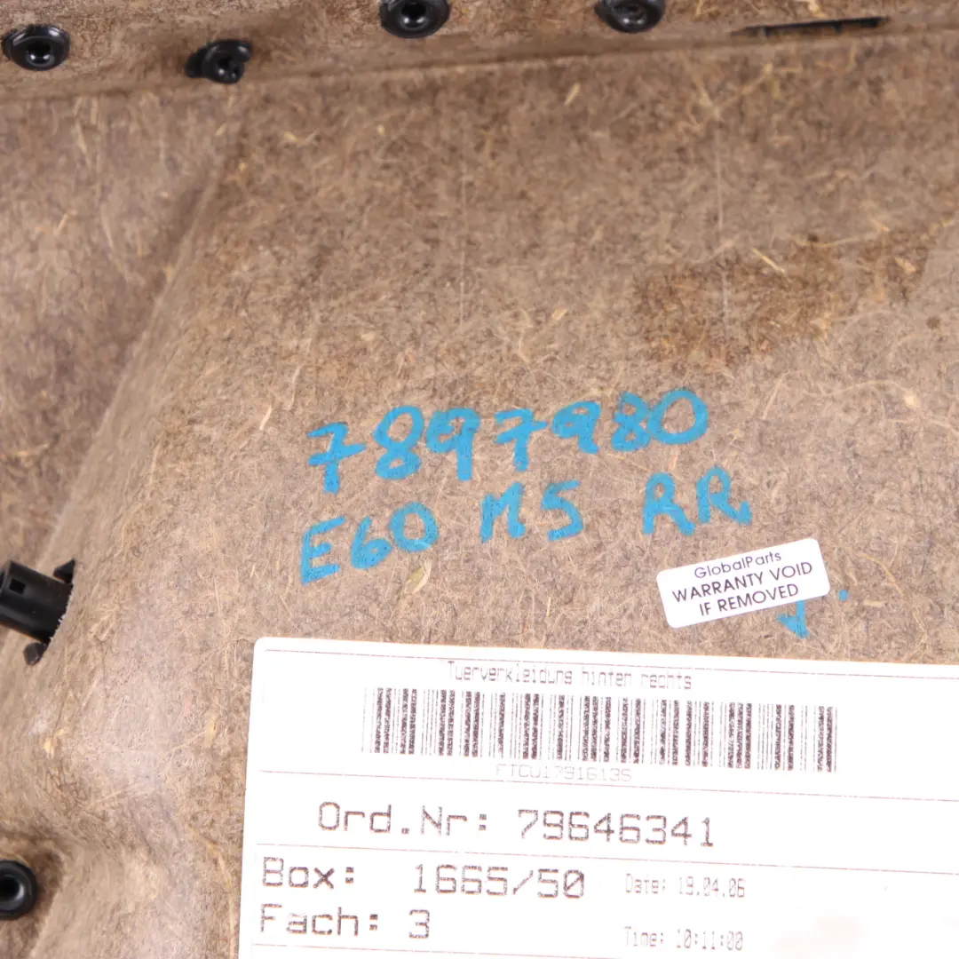 Door Card BMW E60 M5 Rear Right O/S Door Lining Panel Leather Merino Black to with Part number 7897980 Door Card BMW E60 M5 Rear Right O/S Door Lining Panel Leather Merino Black - SKU 7897980 - Part number 7897980