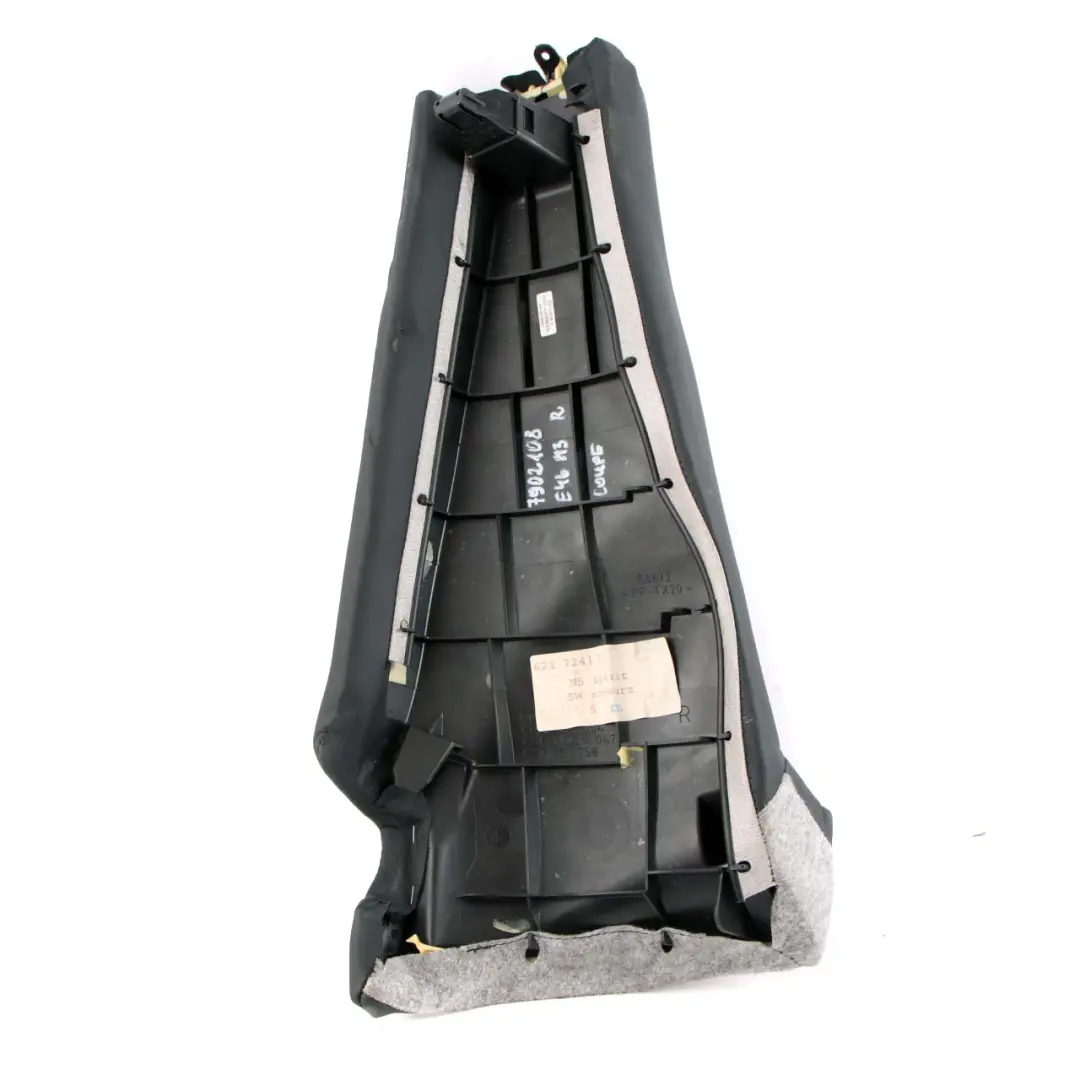 Right O/S Lateral Finisher Panel Leather Anthracite to BMW E46 M3 Coupe Rear Seat with Part number 7902108 BMW E46 M3 Coupe Rear Seat Right O/S Lateral Finisher Panel Leather Anthracite - SKU 7902108 - Part number 7902108